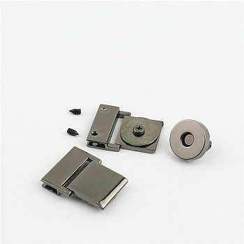 Zinc Alloy Twist Bag Lock Purse Catch Clasps, for DIY Bag Purse Hardware Accessories, Gunmetal, 31.5x2.5x0.5cm