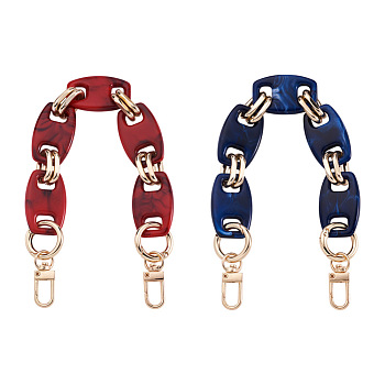 Givenny-EU 2Pcs 2 Colors Acrylic Curb Chain Bag Strap, with Alloy Clasps, for Bag Replacement Accessories, Mixed Color, 31cm