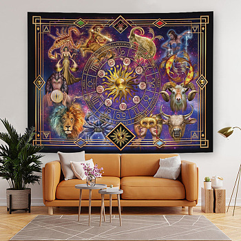 12 Constellation Altar Wiccan Witchcraft Polyester Decoration Backdrops, Photography Background Banner Decoration for Party Home Decoration, Animal Pattern, 75x95mm