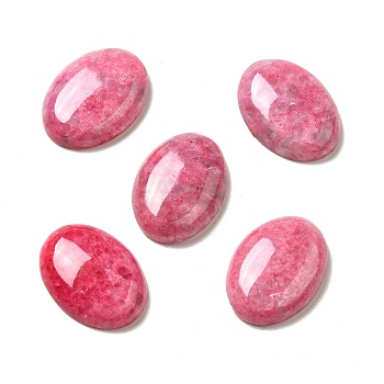 Natural Calcite Cabochons, Dyed, Oval, Deep Pink, 30x22x7.5mm