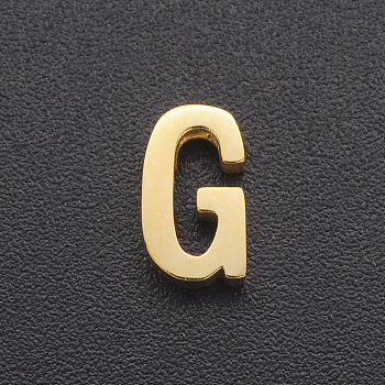 201 Stainless Steel Charms, for Simple Necklaces Making, Laser Cut, Letter, Golden, Letter.G, 8.5x5x3mm, Hole: 1.8mm
