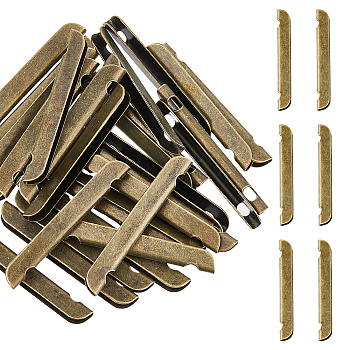 30Pcs Iron Cord Ends, U-shaped Edge Clip, Antique Bronze, 52x6.5x4mm, Hole: 4.4x3mm, 30pcs/set