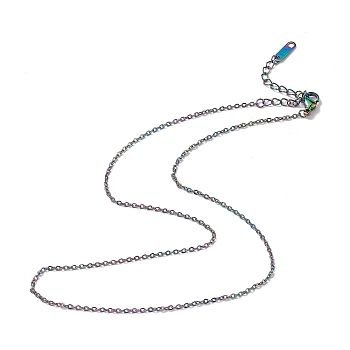 Ion Plating(IP) 304 Stainless Steel Cable Chain Necklace for Men Women, Rainbow Color, 15.94 inch(40.5cm)