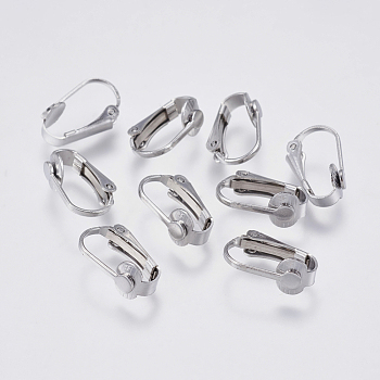 304 Stainless Steel Clip-on Earring Findings, Stainless Steel Color, 16x10x7mm