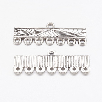 Antique Silver Rectangle Tibetan Style Chandelier Components Links, Lead Free and Cadmium Free, 11mm long, 28mm wide, 1mm thick, hole: 1mm