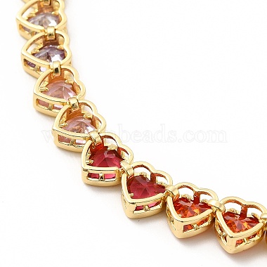 Colorful Cubic Zirconia Heart Pendant Necklace(NJEW-E074-03G)-3