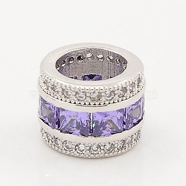 Medium Purple CZ Jewelry Findings Brass Micro Pave Cubic Zirconia Beads(ZIRC-M015-25P-NR)-2