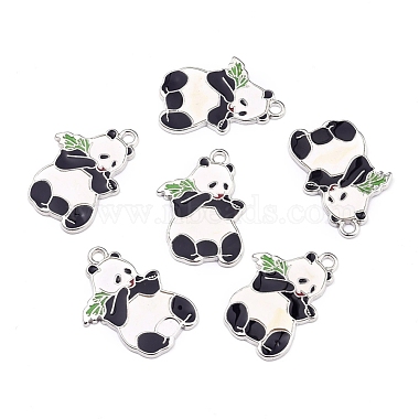 Platinum Black Panda Alloy + Enamel Pendants