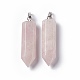 Colgantes puntiagudos de cuarzo rosa natural con doble terminación(G-G926-01P-08)-2