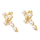 Cubic Zirconia Cross Stud Earrings with ABS Imitation Pearl Beaded(EJEW-K248-12G)-1