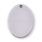 Non-Tarnish 304 Stainless Steel Pendants, Mirror Polished Finish Stamping Blank Tag, Laser Cut, Oval, Stainless Steel Color, 20x15x1.5mm, Hole: 1.4mm(STAS-P245-44P)