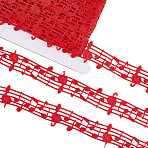 20 Yards Polyester Musical Note Lace Trim Ribbon, Garment Accessories, Red, 1-1/8 inch(28mm)(OCOR-GF0004-44G)