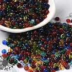 Transparent Colours Glass Seed Beads, Fringe Teardrop Beads, Mixed Color, 6/0, 4~4.5x3~3.5x4~4.5mm, Hole: 1~1.2mm, about 125pcs/10g(X1-SEED-P006-02A-03)