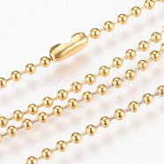 304 Stainless Steel Ball Chain Necklace, Golden, 23.6 inch(60cm)x2.3mm(MAK-R012-01G)