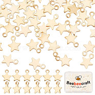 150Pcs Brass Charms, Star, Real 18K Gold Plated, 6x4.5x1mm, Hole: 0.5mm(KK-BBC0006-91)