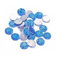 Resin Cabochons, Imitation Druzy Agate, Flat Round, AB Color Plated, Royal Blue, 12x3mm(CRES-Q191-HA027-6)
