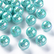 Opaque Acrylic Beads, AB Color Plated, Round, Pale Turquoise, 20x19mm, Hole: 2~3mm, about 111pcs/500g(MACR-S370-D20mm-SS2107)