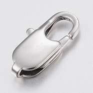 304 Stainless Steel Lobster Claw Clasps, Stainless Steel Color, 18x8.5x3.5mm, Hole: 2x3mm(STAS-K167-05P)