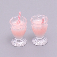 Plastic Pendants, Bubble Tea Shape, Pink, 31x16mm, Hole: 2mm(KY-TAC0006-03B)