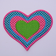 Computerized Embroidery Cloth Iron on/Sew on Patches, Costume Accessories, Appliques, Heart with Dot Pattern, Colorful, 81x94x1mm(DIY-TAC0008-10)