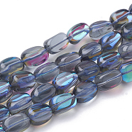 Synthetic Moonstone Beads Strands, Holographic Beads, Tumbled Stone, Dyed, Nuggets, Gray, 11~14x8~10x8~9mm, Hole: 1.2mm, about 29pcs/strand, 14.9 inch(G-S285-04B)