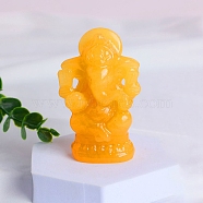 Ganesha Natural Calcite Healing Figurines, Reiki Energy Stone Display Decorations, 70mm(PW-WG31949-01)