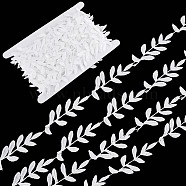 15 Yards Lace Embroidery Polyester Ribbons, Costume Accessories, Leaf Pattern, White, 1 inch(25mm)(SRIB-GF0001-05)