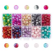 Round Transparent Crackle Glass Beads, Mixed Color, 6mm, Hole: 1.3mm, about 400~450pcs/box(CCG-X0006-6mm-B)