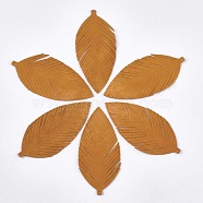 Autumn Theme Eco-Friendly Sheepskin Leather Big Pendants, Leaf, Dark Orange, 97x45x1.5mm, Hole: 1.4mm(FIND-S301-12E)