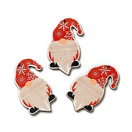 Christmas Single Face Printed Wood Big Pendants, Gnome Charms, Red, 54x37x26mm, Hole: 2mm(WOOD-H102-01E)