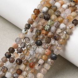 Natural Black Rutilated Quartz Beads Strands, Cube, Faceted, 4x4x4mm, Hole: 0.5mm, about 95pcs/strand, 14.96''(38cm)(G-RM250101-L1)