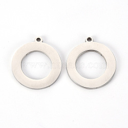 201 Stainless Steel Pendants, Laser Cut, Donut, Stainless Steel Color, 20x17.5x1.5mm, Hole: 1.5mm(STAS-Q239-010B)