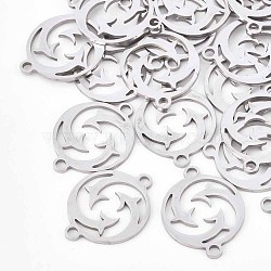 201 Stainless Steel Links connectors, Laser Cut Links, Flat Round with Arrowhead, Stainless Steel Color, 20x15x1mm, Hole: 1.8mm(STAS-T044-32P)