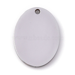 304 Stainless Steel Pendants, Stamping Blank Tag, Laser Cut, Oval, Stainless Steel Color, 20x15x1.5mm, Hole: 1.4mm(STAS-P245-44P)