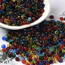 Transparent Colours Glass Seed Beads, Fringe Teardrop Beads, Mixed Color, 6/0, 4~4.5x3~3.5x4~4.5mm, Hole: 1~1.2mm, about 125pcs/10g(X1-SEED-P006-02A-03)