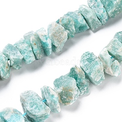 Natural Amazonite Beads Strands, Rough Raw Stone, Nuggets, 13~21x5~13mm, Hole: 1.2mm, about 23~24pcs/strand, 7.87 inch~8.26  inch(20~21cm)(G-I283-F01)