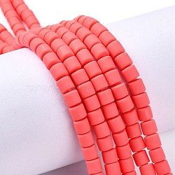Handmade Polymer Clay Bead Strands, Column, Deep Pink, 6.5x6mm, Hole: 1.2mm, about 61pcs/strand, 15.75 inch(40cm)(X-CLAY-ZX006-01F)