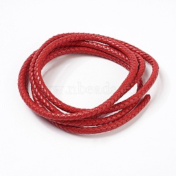 Braided Leather Cord, Leather Jewelry Cord, Jewelry DIY Making Material, Dyed, Round, Red, 6mm, about 10.93 yards(10m)/bundle(WL-F009-B03-6mm)