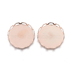 304 Stainless Steel Cabochon Settings, Lace Edge Bezel Cups, Flat Round, Rose Gold, Tray: 16mm, 17x3mm(X-STAS-P249-16E-RG)