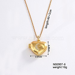 European and American Fashion Heart Shaped Brass Crystal Rhinestone Locket Pendant Necklaces, with Cable Chain for Women Girl, Moon, 15.75 inch(40cm)+5cm(CW4614-5)