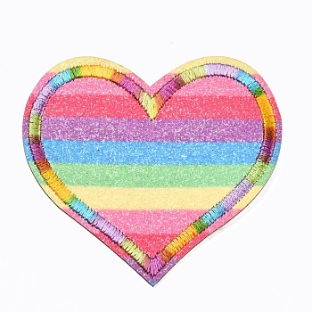 Heart Appliques, Computerized Embroidery Cloth Iron on/Sew on Patches, Costume Accessories, Colorful, 64.5x67x1mm