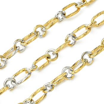 Ion Plating(IP) 304 Stainless Steel Chains, Unwelded, with Spool, Golden & Stainless Steel Color, 12x6x1.5mm