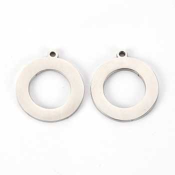 201 Stainless Steel Pendants, Laser Cut, Donut, Stainless Steel Color, 20x17.5x1.5mm, Hole: 1.5mm