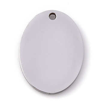 304 Stainless Steel Pendants, Stamping Blank Tag, Laser Cut, Oval, Stainless Steel Color, 20x15x1.5mm, Hole: 1.4mm