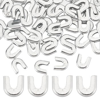 100Pcs Carbon Steel Fishbone Chain End Cap Cover, Tip Covers for Spiral Bone, Platinum, 11x11x3mm