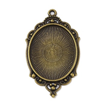 Tibetan Style Alloy Pendant Cabochon Settings, Cadmium Free & Lead Free, Oval, Antique Bronze, 64.5x36x2mm, Hole: 2.5mm
