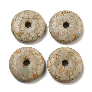 Dyed Synthetic Turquoise Pendants, Donut Charms, Tan, 24.5~25x6.5~7mm, Hole: 4.5mm
