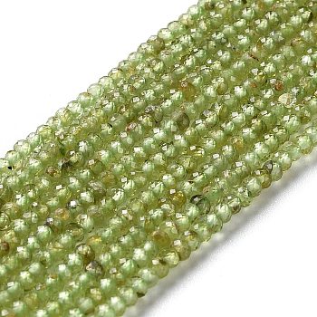 Natural Peridot Beads Strands, Faceted, Rondelle, 2.5x2mm, Hole: 0.6mm, about 220~224pcs/strand, 15.16''~15.75''(38.5~40cm)