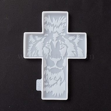 Cross with Lion Pattern Cup Mat Silicone Molds(DIY-M039-08)-2