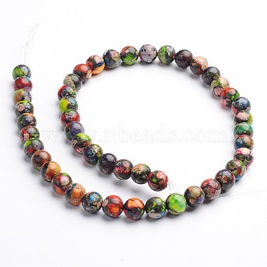 Dyed & Heated Natural Imperial Jasper Round Bead Strands(G-M274-06-8mm)-2